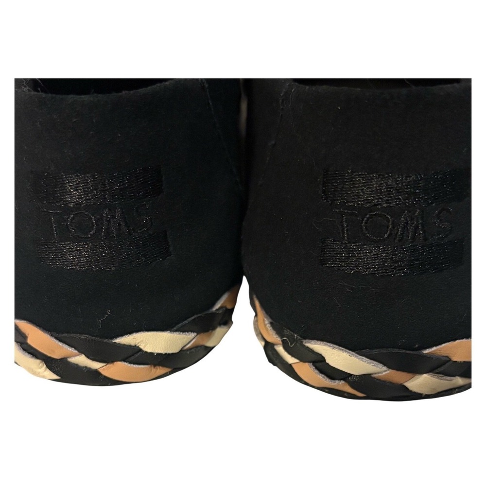 TOMS‎ Black Suede Alpargata Flats with Braided Multi Color Midsole Womens 8.5 - Picture 5 of 6